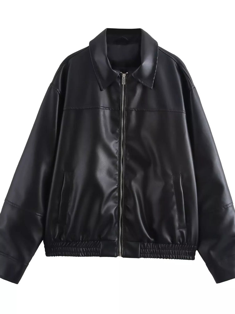 Zip Up Dropped Shoulder Jacket