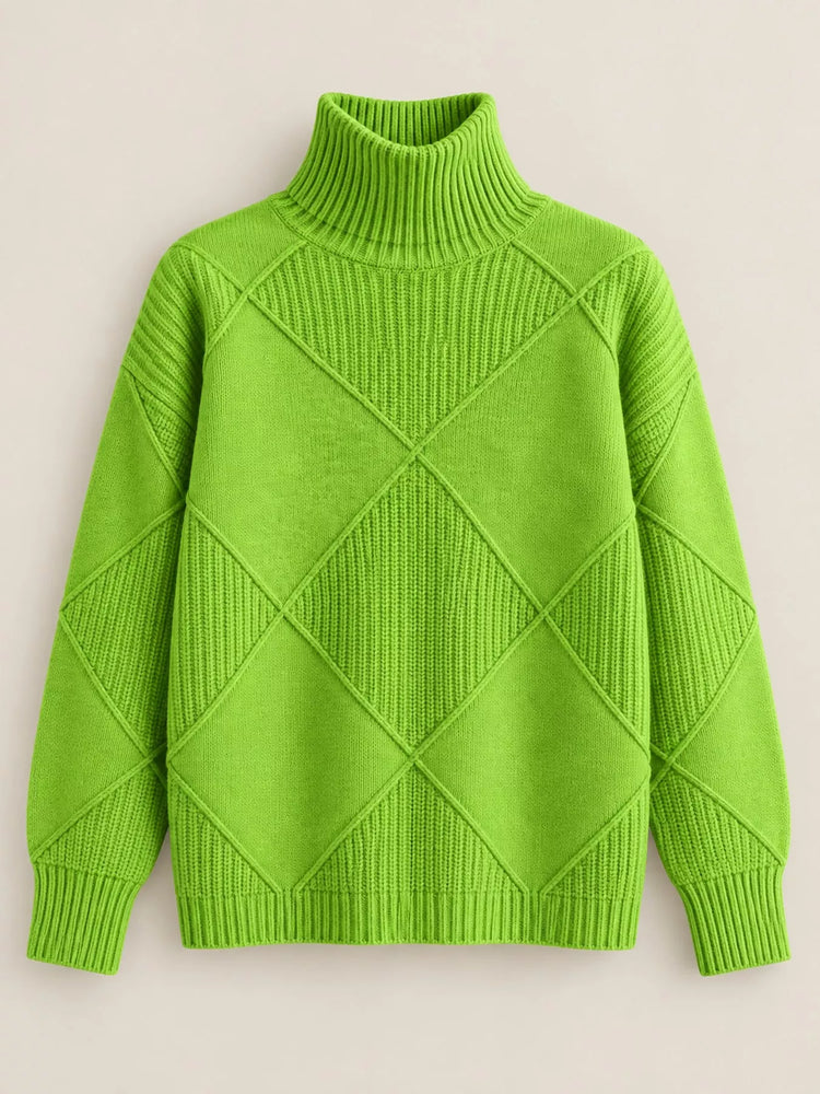Full Size Diamond Pattern Turtleneck Sweater Plus Size