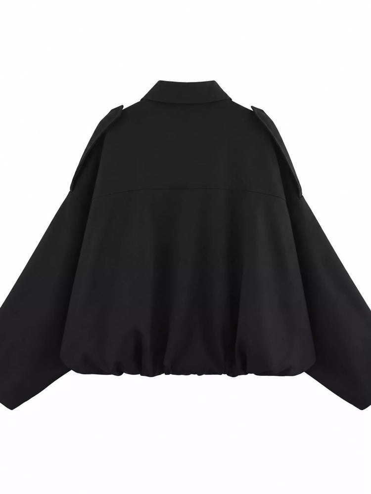 Elastic Hem Batwing Sleeve Jacket