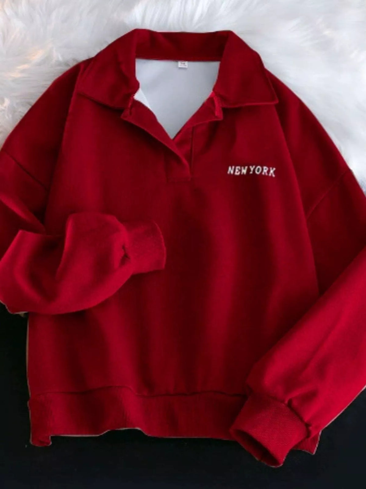 Polo Collar Long Sleeve Sweatshirt