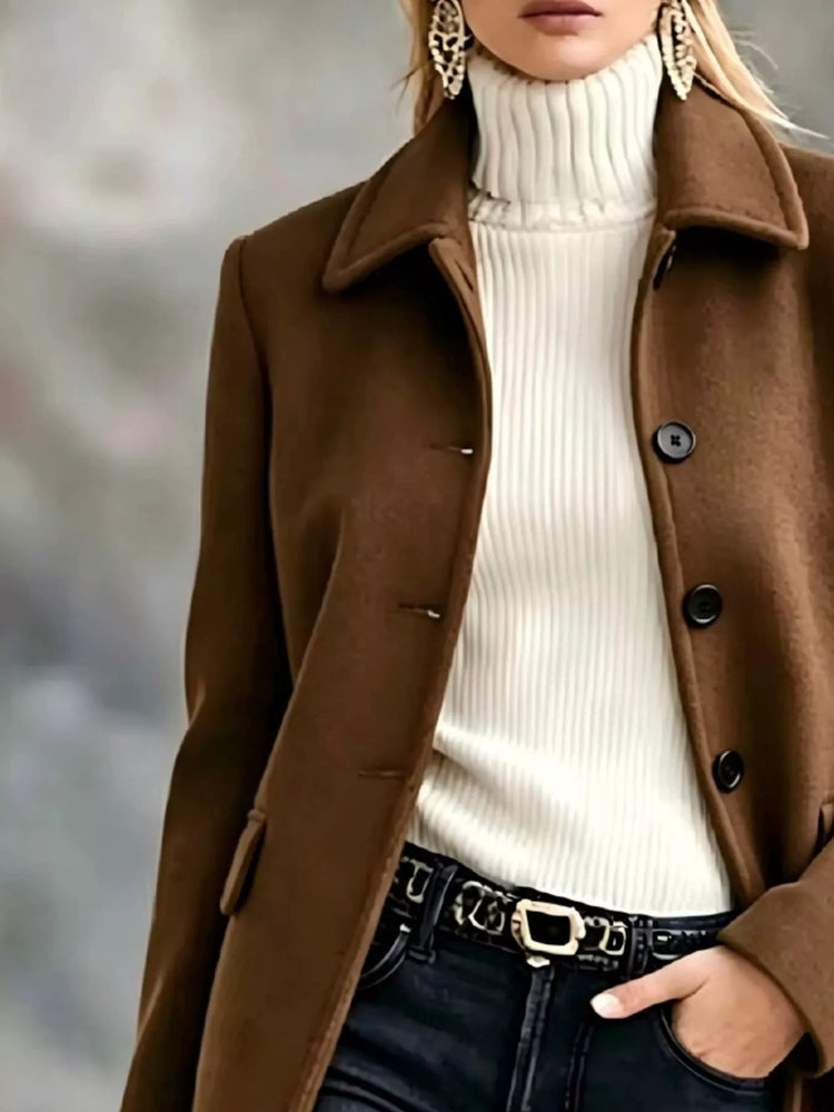 Button Up Collared Neck Coat