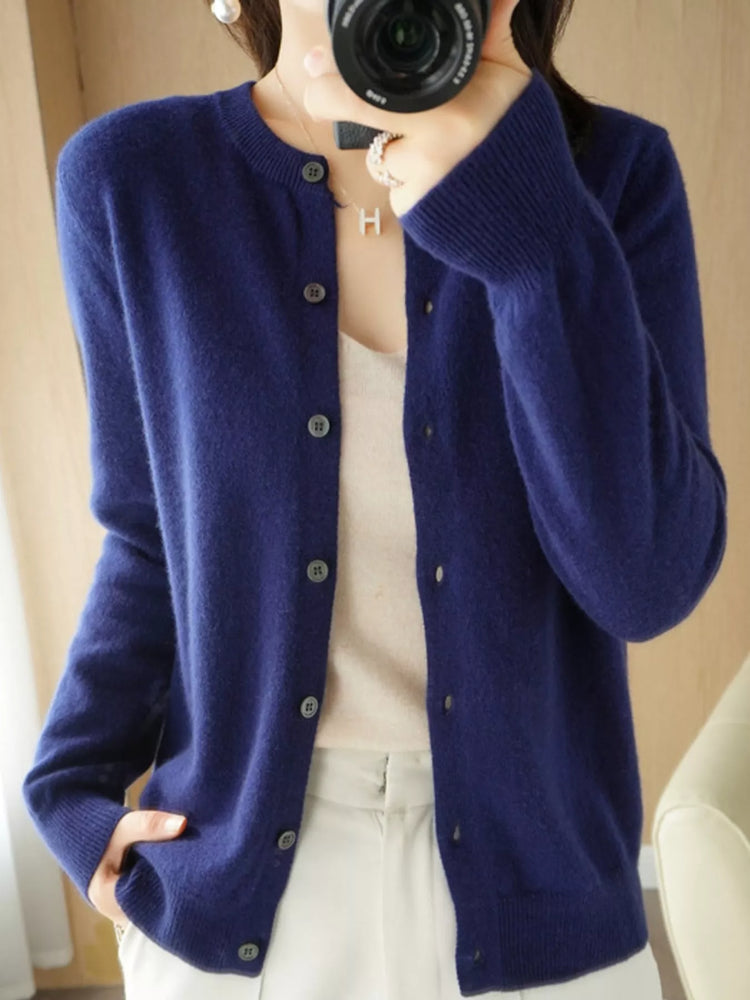 Classic Crew Neck Knit Cardigan