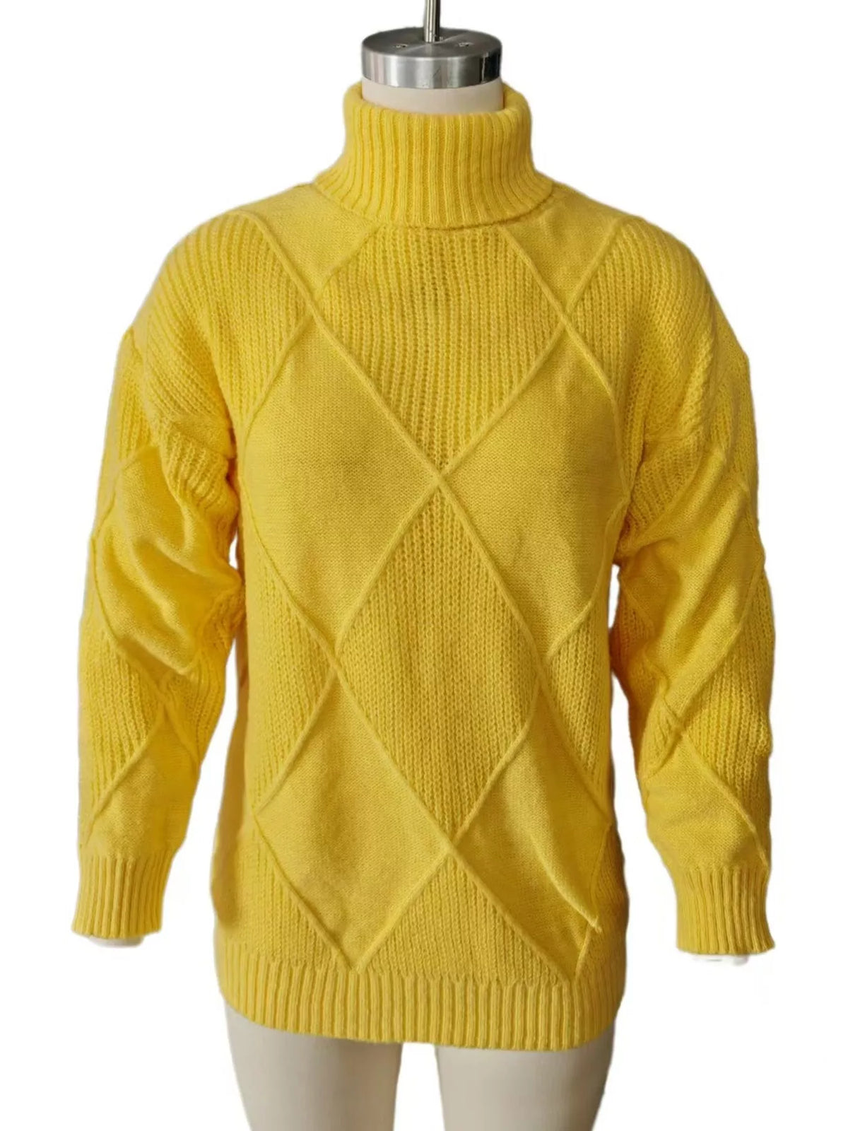 Full Size Diamond Pattern Turtleneck Sweater Plus Size