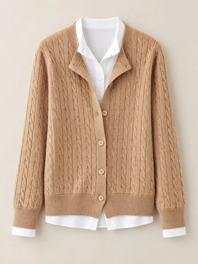 Cable-Knit Button-Down Cardigan