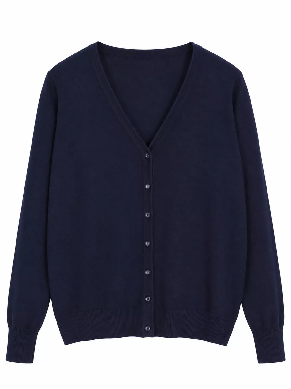 Classic V-Neck Button-Down Knit Cardigan