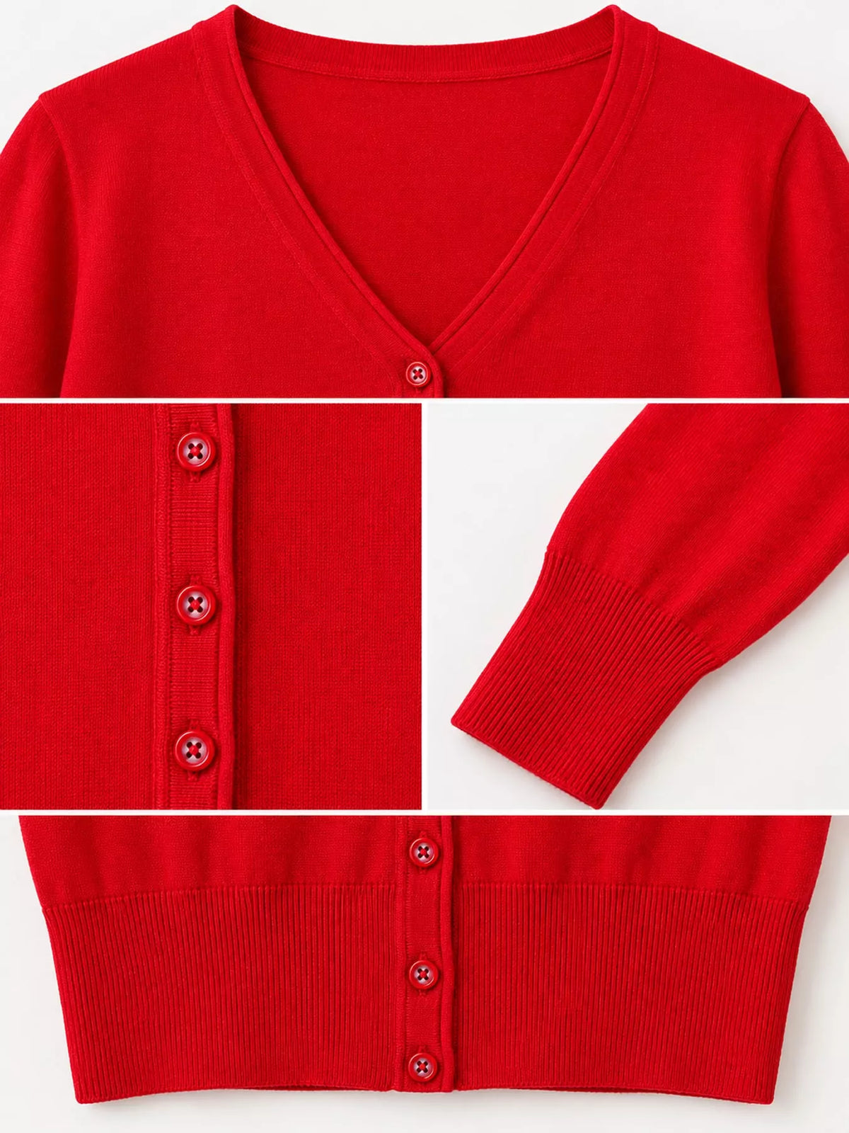 Classic V-Neck Button-Down Knit Cardigan