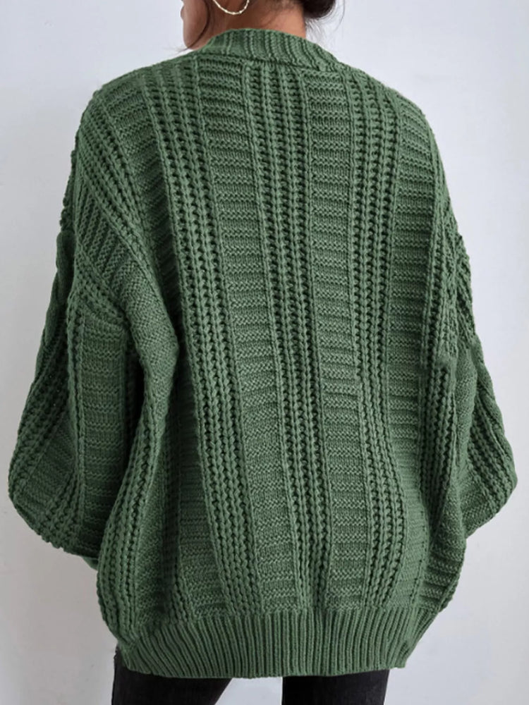 Cable Knit Button-Down Cardigan