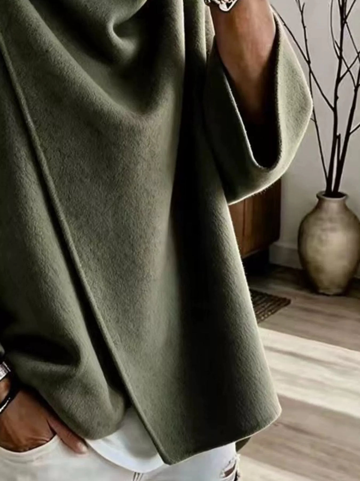 Full Size Asymmetric Cowl Neck Cape Plus Size