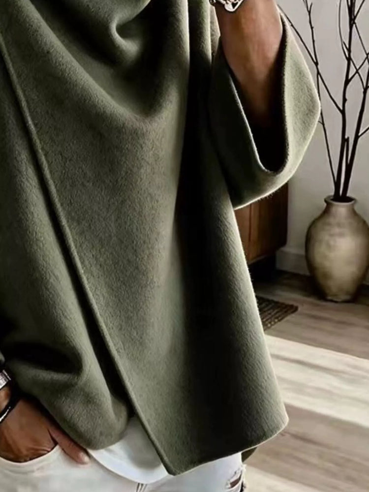 Full Size Asymmetric Cowl Neck Cape Plus Size