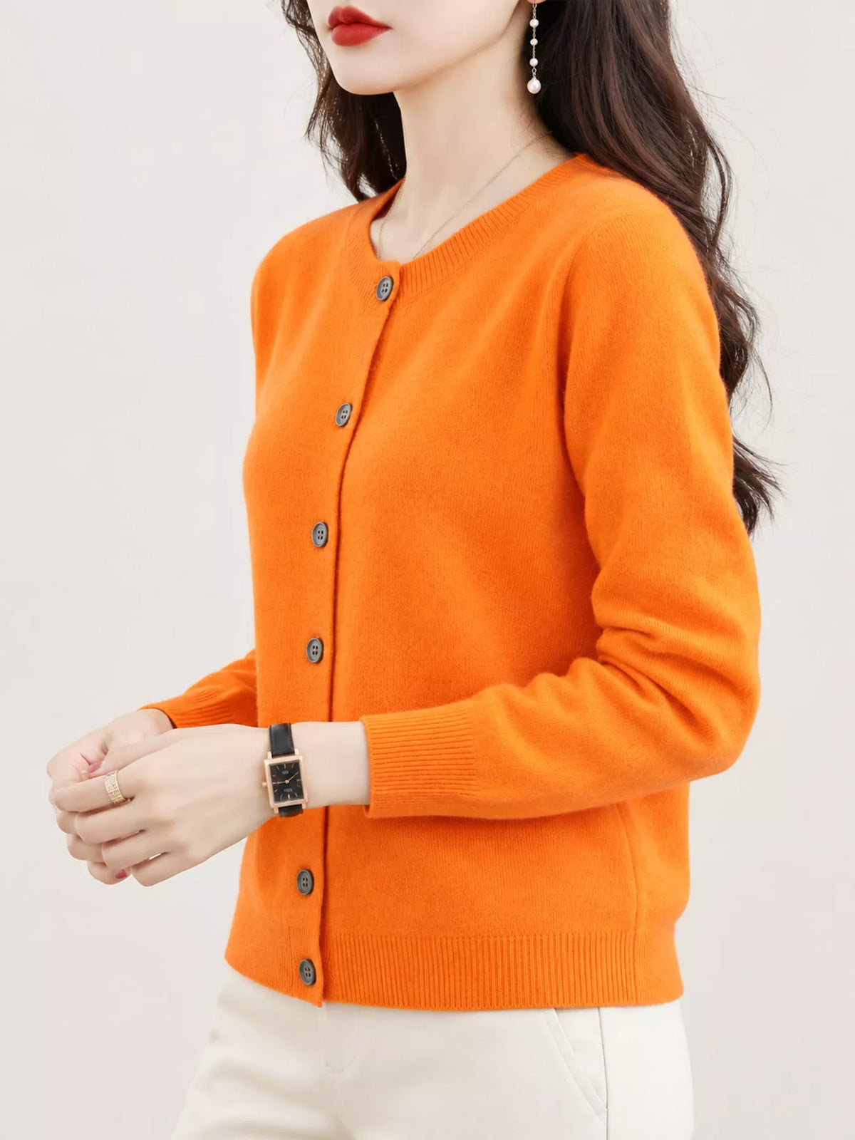 Classic Crew Neck Knit Cardigan