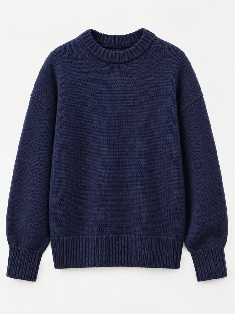Round Neck Dropped Shoulder Sweater