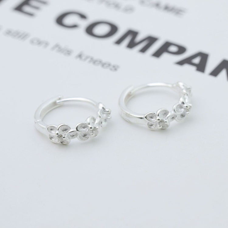 925 Sterling Silver Flower Hoop Earrings