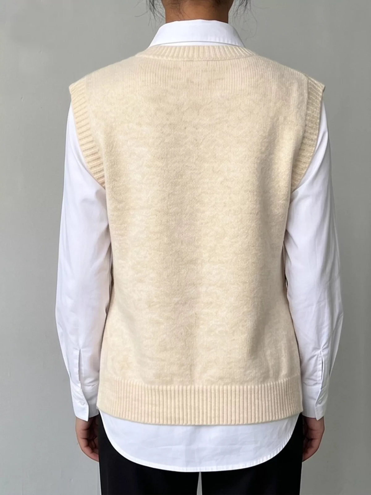 Side Button Sweater Vest with 3D Floral Appliques
