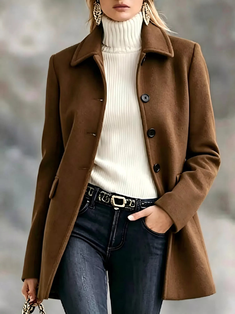 Button Up Collared Neck Coat