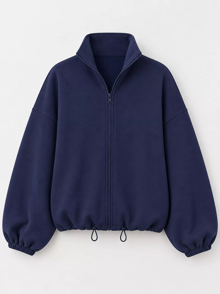 Drawstring Hem Zip Up Jacket