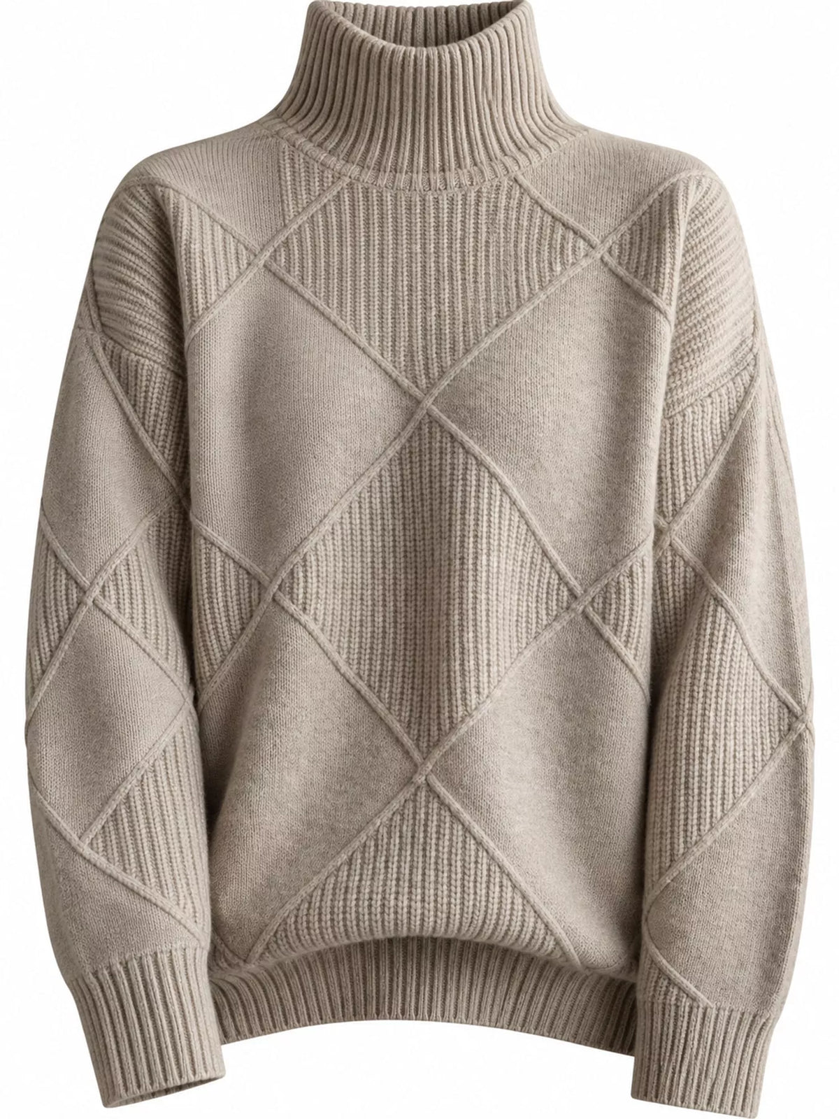 Full Size Diamond Pattern Turtleneck Sweater Plus Size