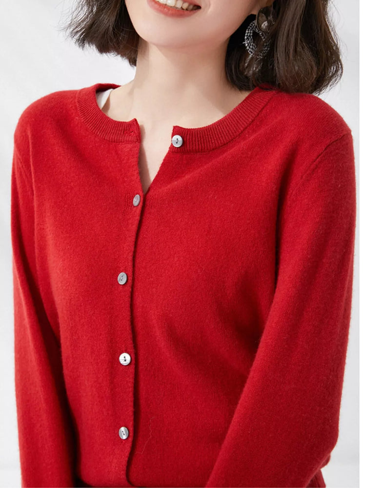 Crew Neck Button-Down Cardigan
