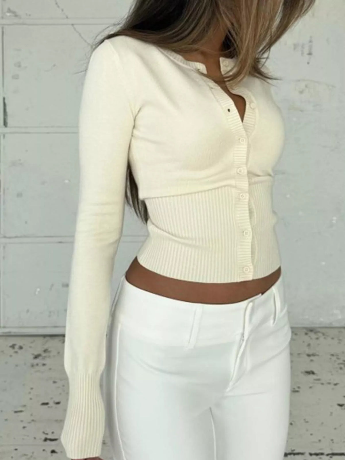 Slim-Fit Ribbed Knit Button-Down Cardigan