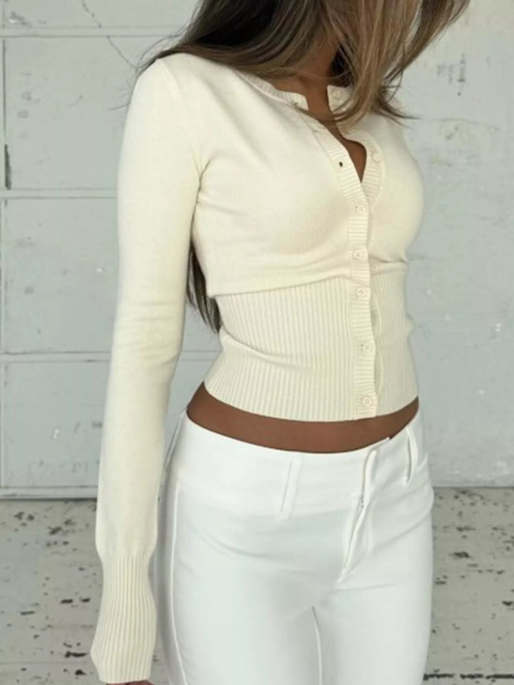 Slim-Fit Ribbed Knit Button-Down Cardigan
