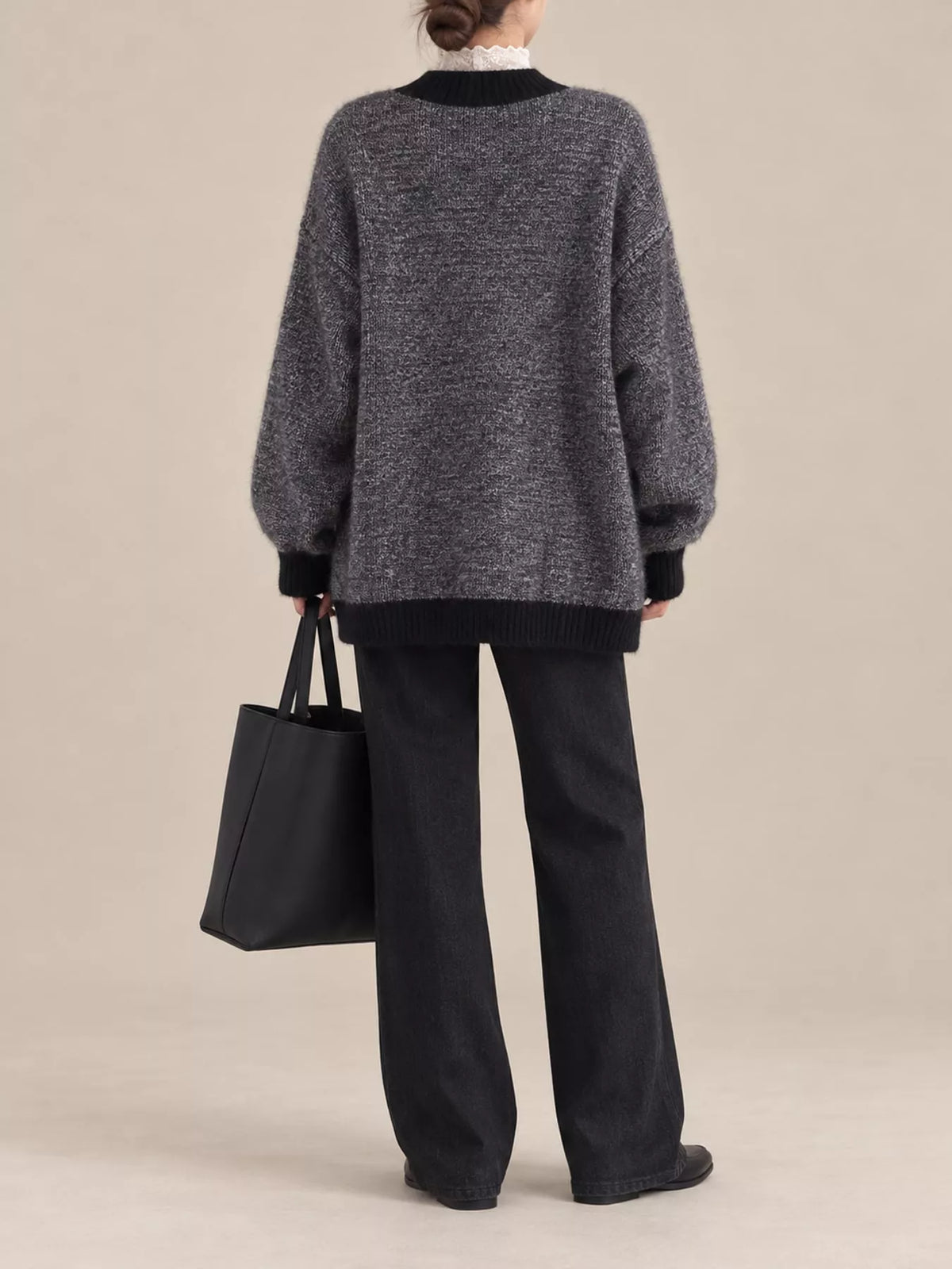 V-Neck Cardigan with Contrast Trim