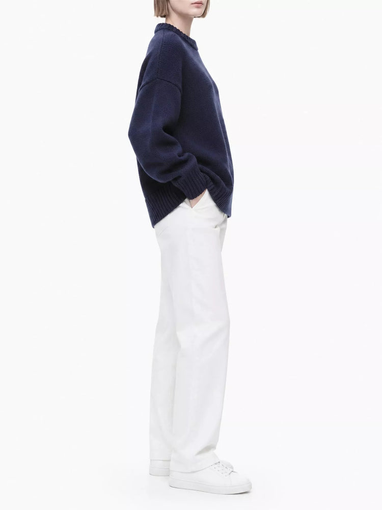 Round Neck Dropped Shoulder Sweater