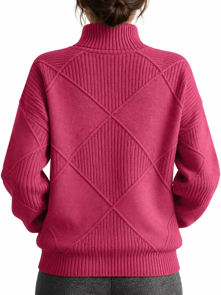Full Size Diamond Pattern Turtleneck Sweater Plus Size