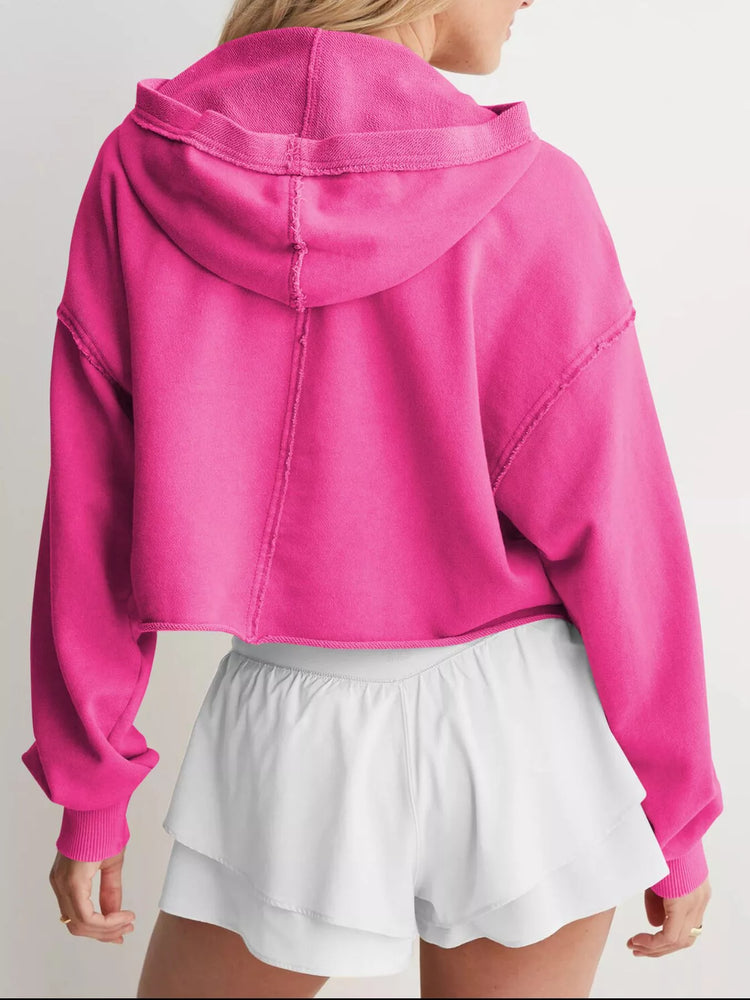 Exposed Seam Dropped Shoulder Hoodie