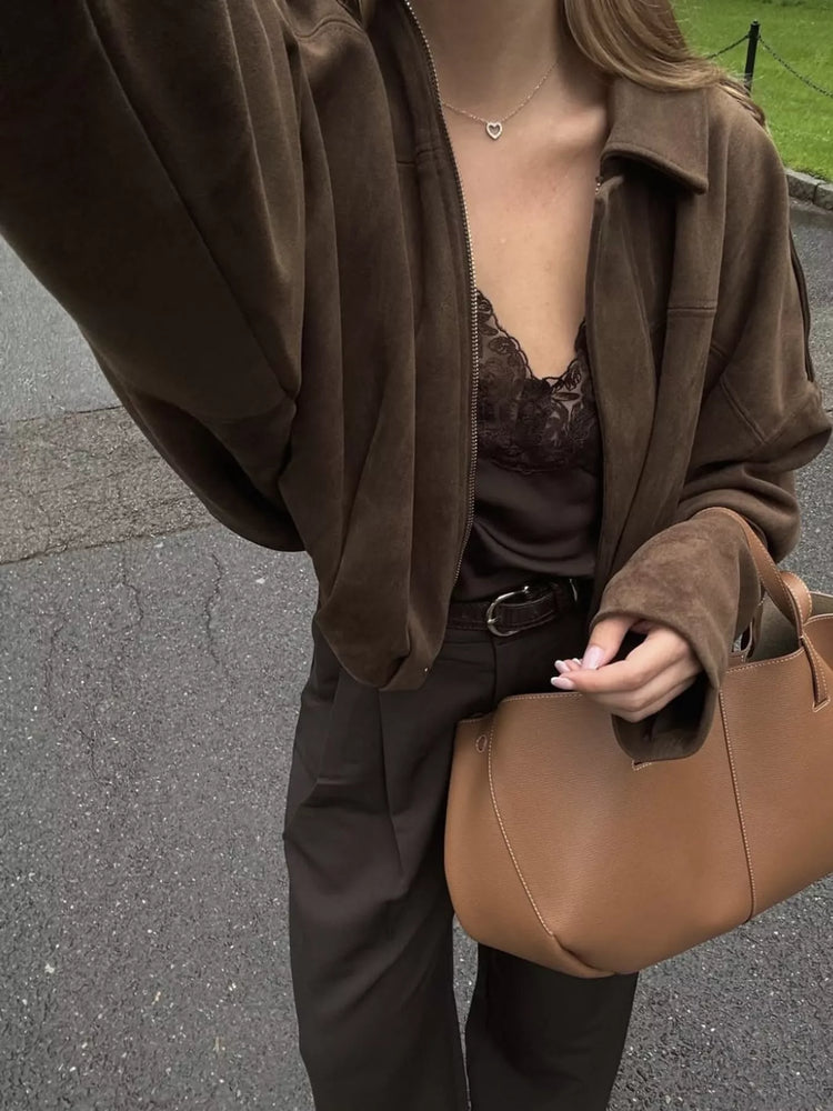 Elastic Hem Batwing Sleeve Jacket