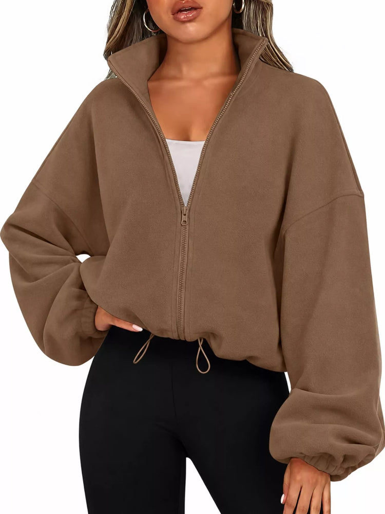 Drawstring Hem Zip Up Jacket