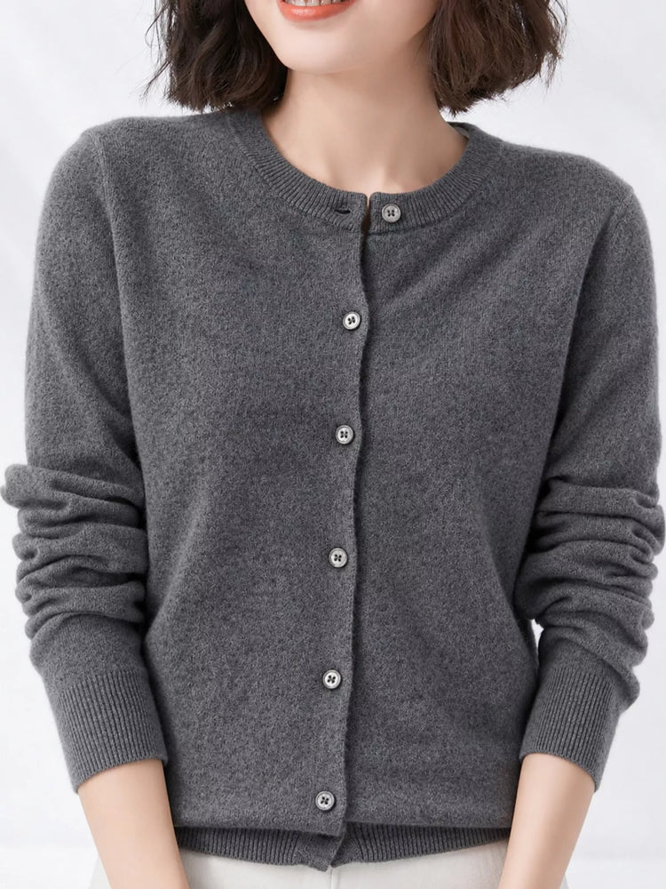 Crew Neck Button-Down Cardigan