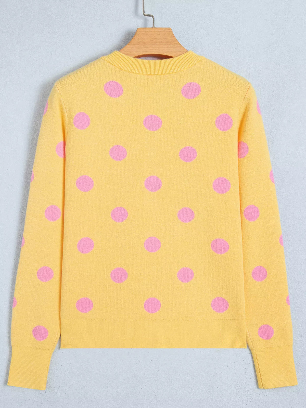 Casual Polka Dot Button Front Long Sleeve Sweater Cardigan