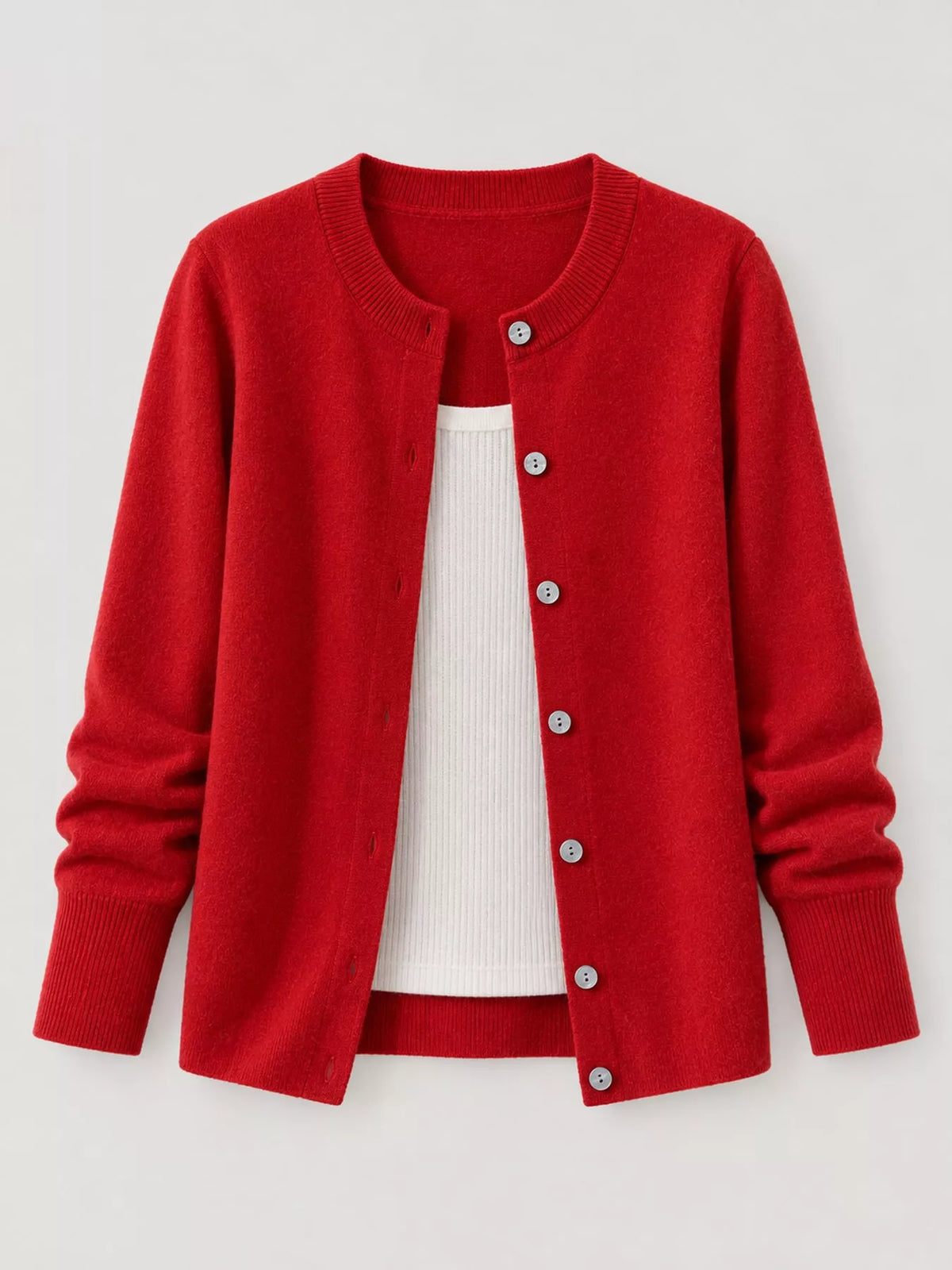 Crew Neck Button-Down Cardigan