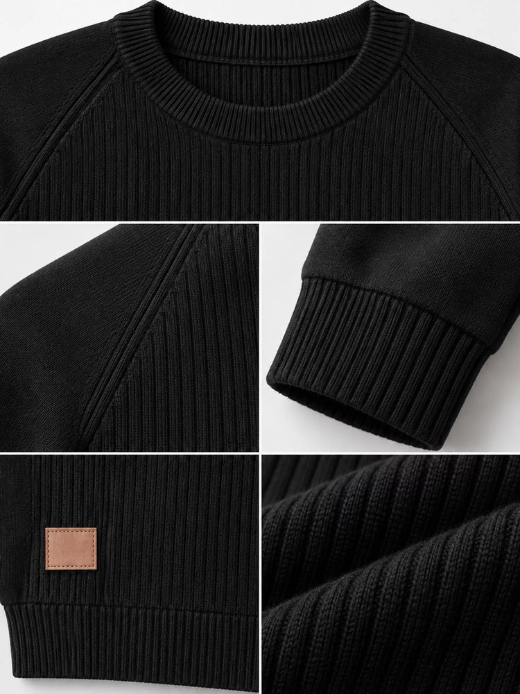 Full Size Ribbed Knit Raglan Sleeve Sweater Plus Size