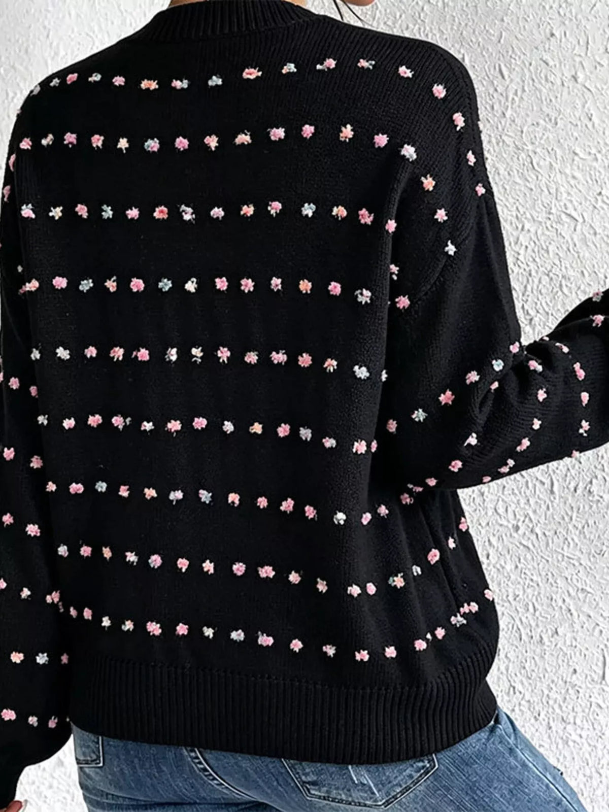 Multi-Color Confetti Dot Drop Shoulder Sweater