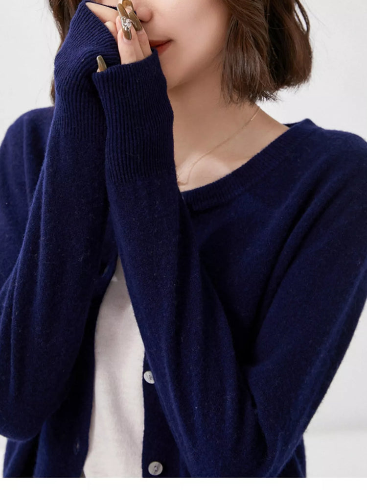 Crew Neck Button-Down Cardigan