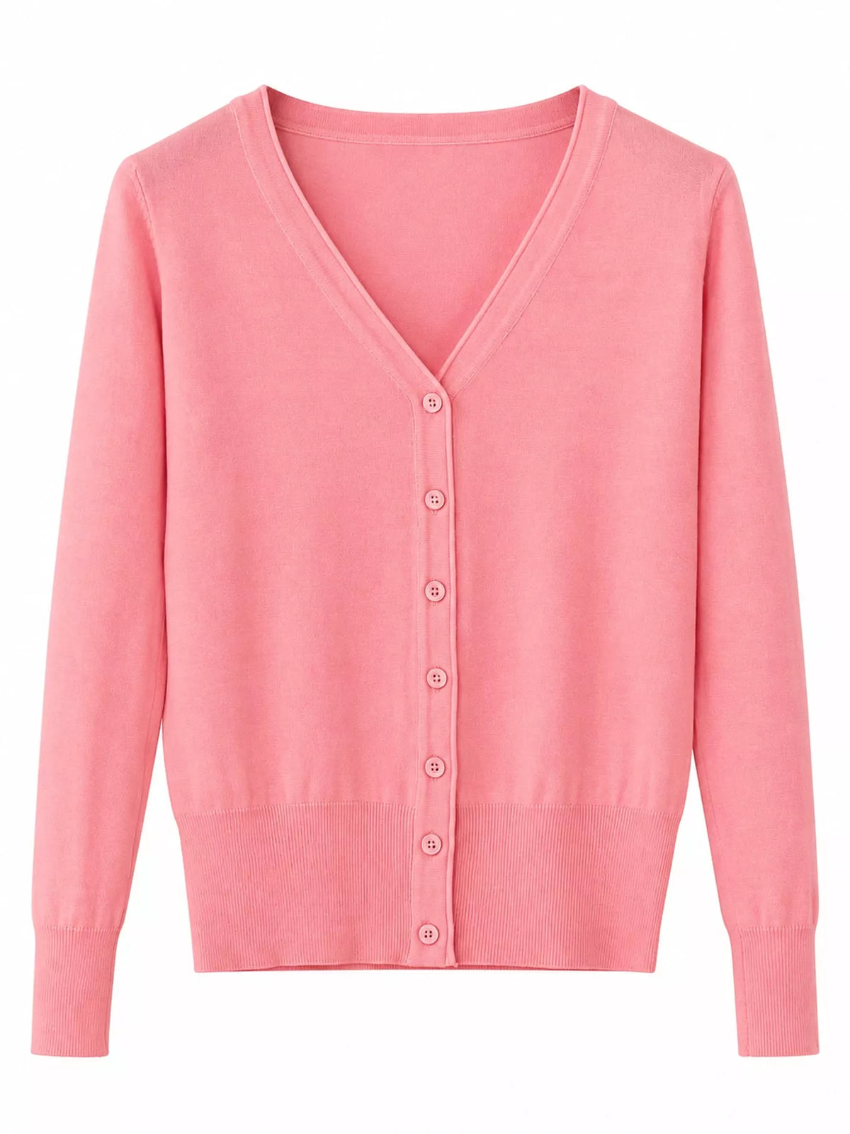 Classic V-Neck Button-Down Knit Cardigan