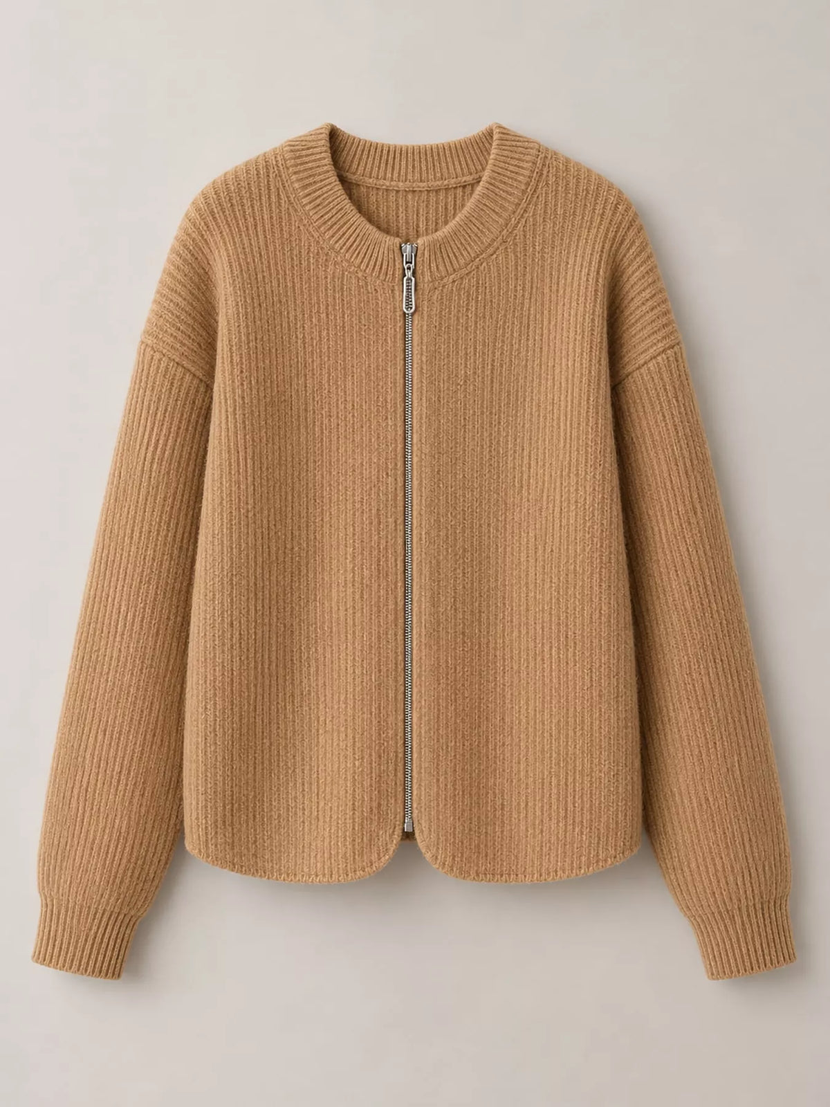 Zip Up Dropped Shoulder Cardigan