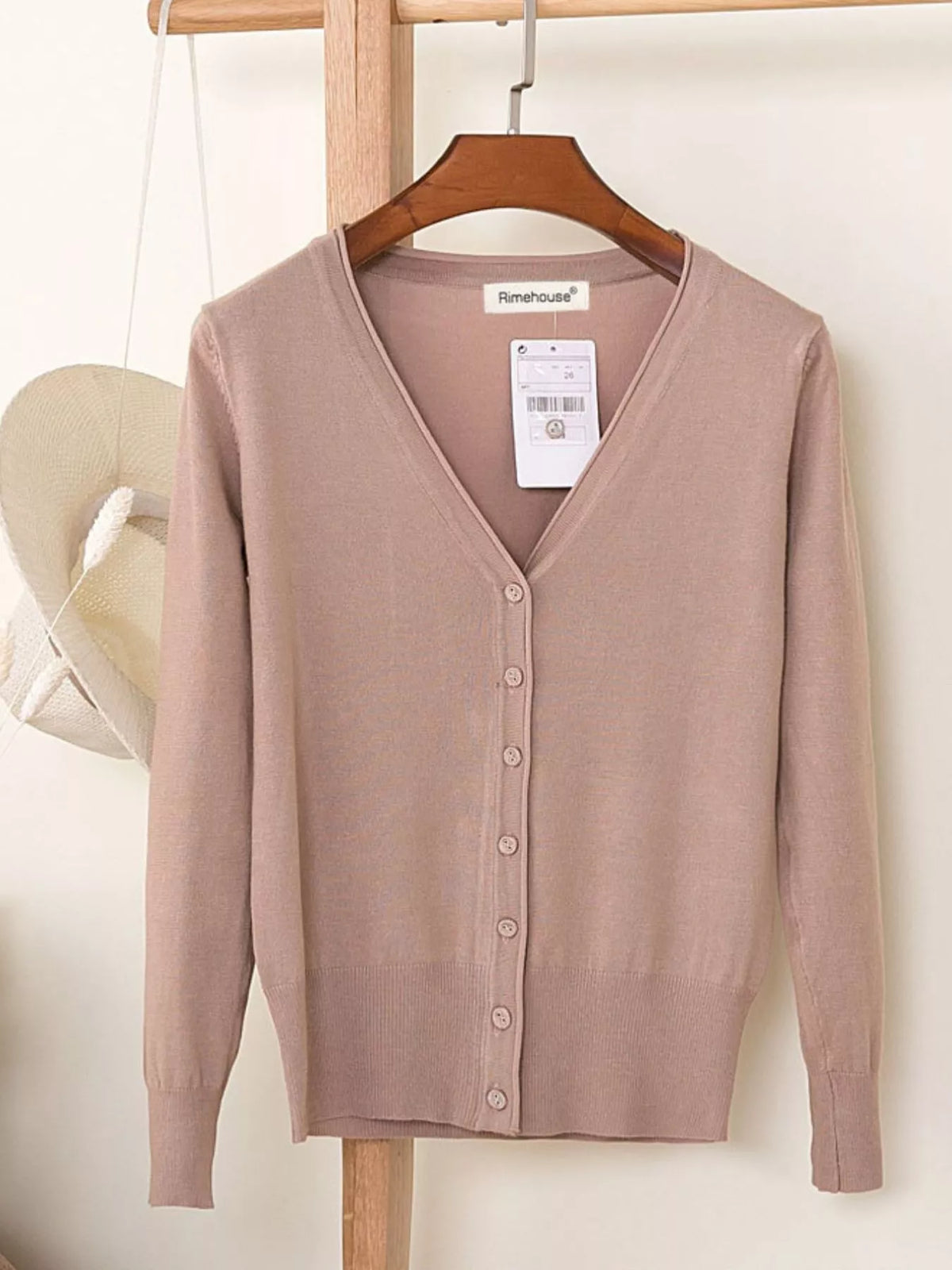 Classic V-Neck Button-Down Knit Cardigan