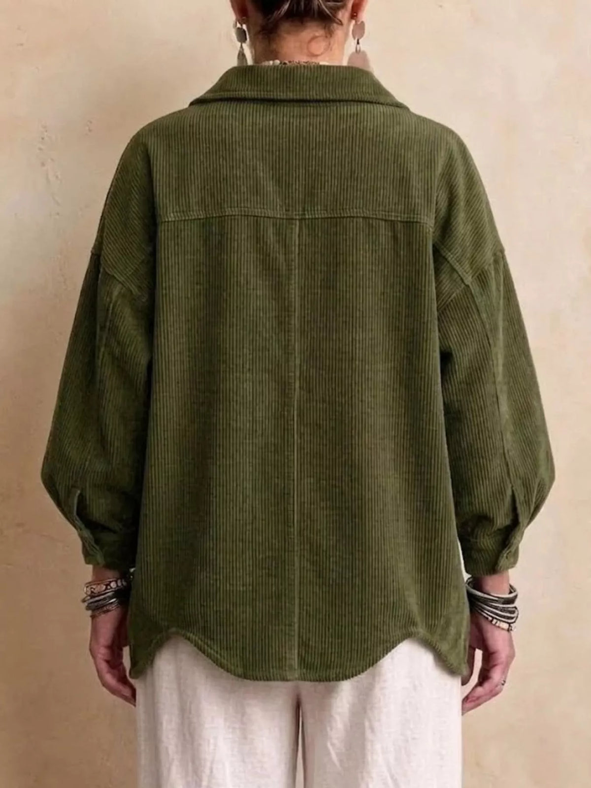 Full Size Corduroy Button-Down Jacket Plus Size