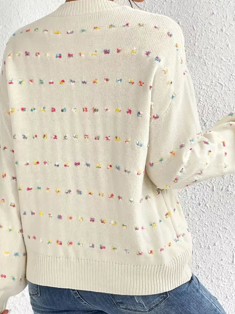 Multi-Color Confetti Dot Drop Shoulder Sweater