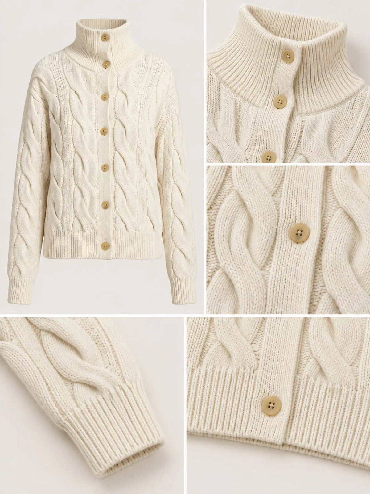 Cable Knit Button Up Cardigan