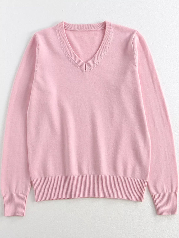 Full Size V-Neck Long Sleeve Sweater Plus Size