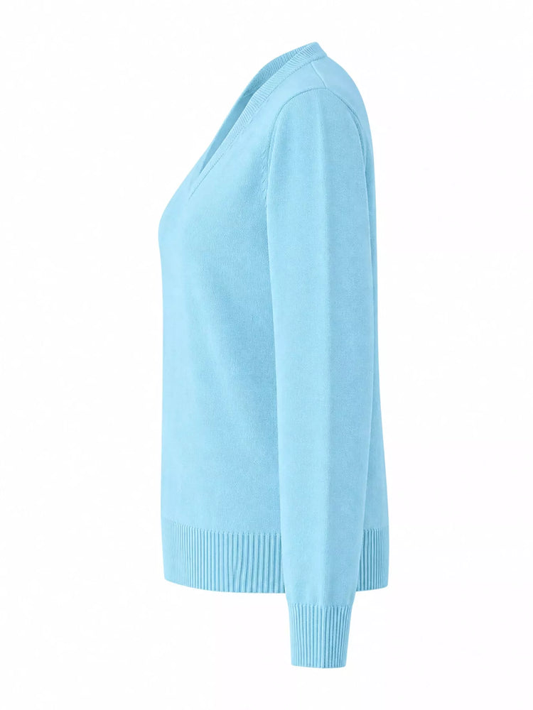 Full Size V-Neck Long Sleeve Sweater Plus Size