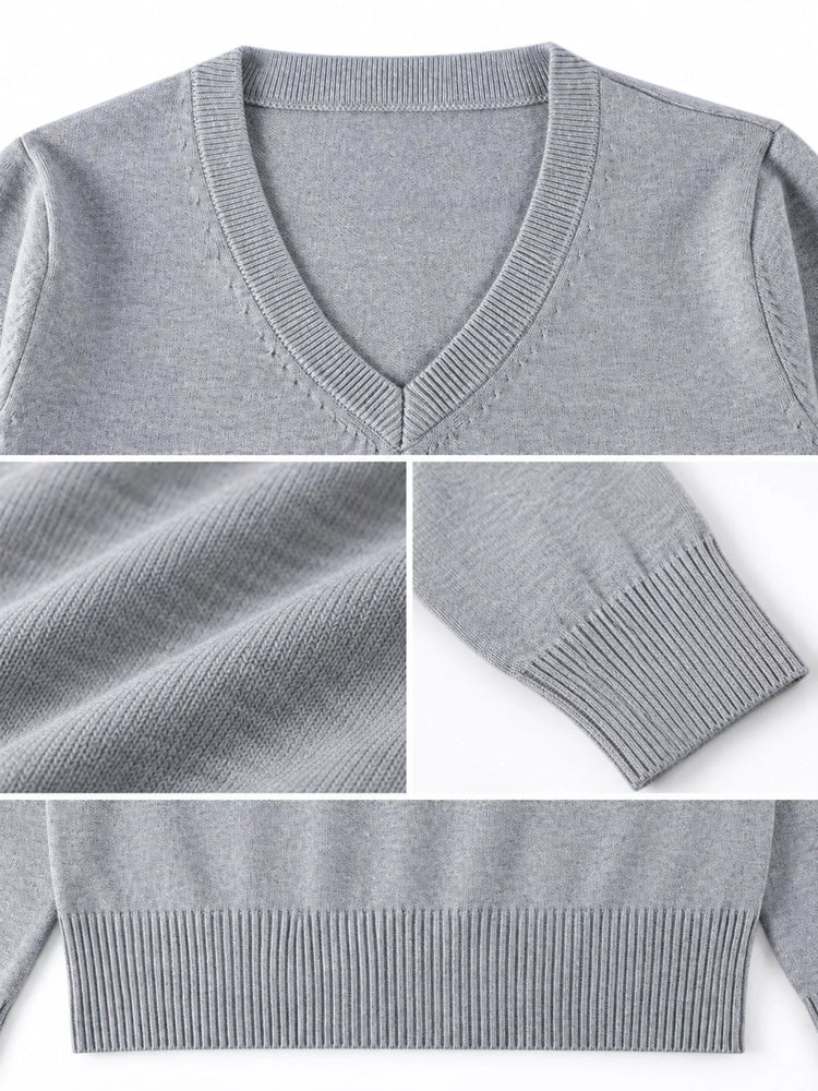 Full Size V-Neck Long Sleeve Sweater Plus Size