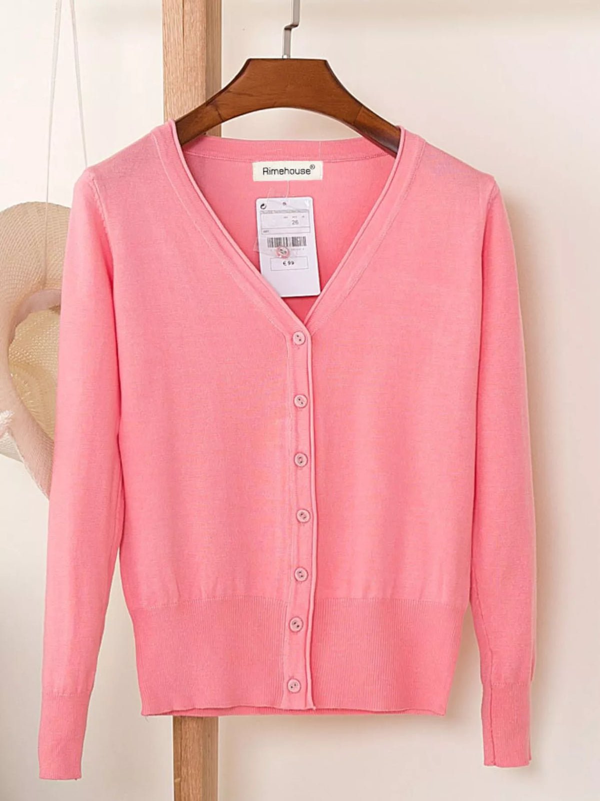 Classic V-Neck Button-Down Knit Cardigan