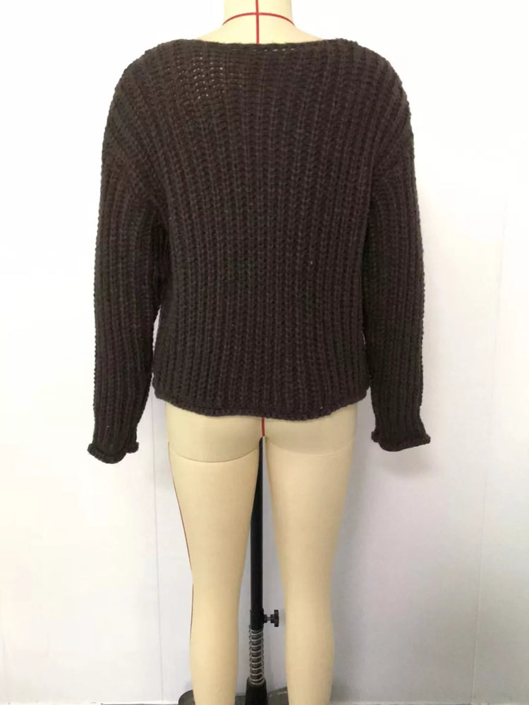 Ribbed Knit Cardigan with Gold-Tone Buttons