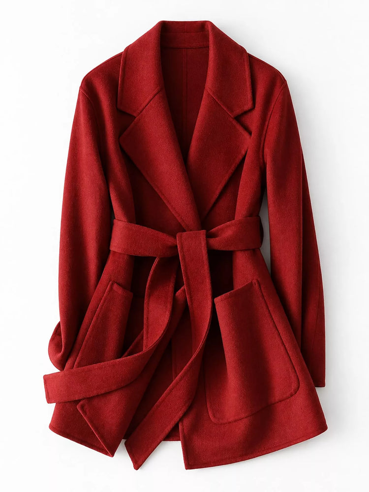 Double-Sided Wool Coat with Belted