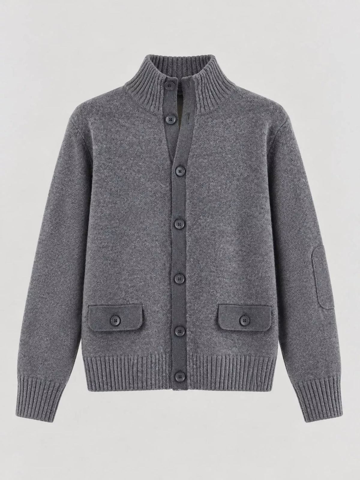 Ribbed-Knit Mock Neck Cardigan