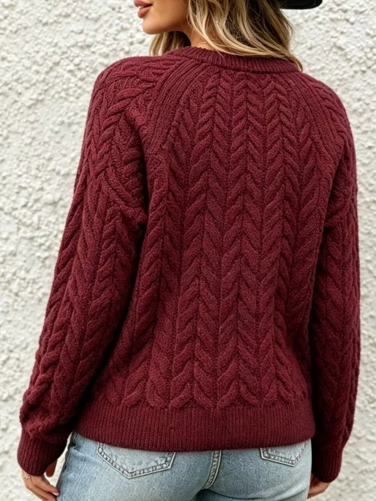 Cable-Knit Raglan Sleeve Sweater