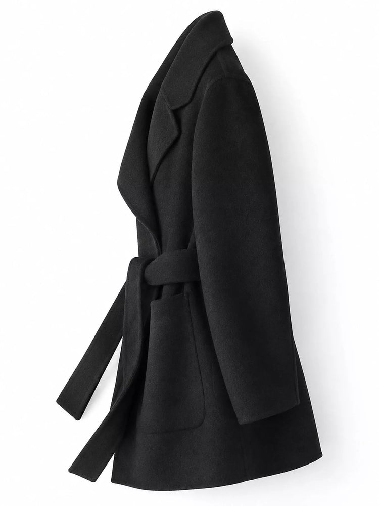 Double-Sided Wool Coat with Belted